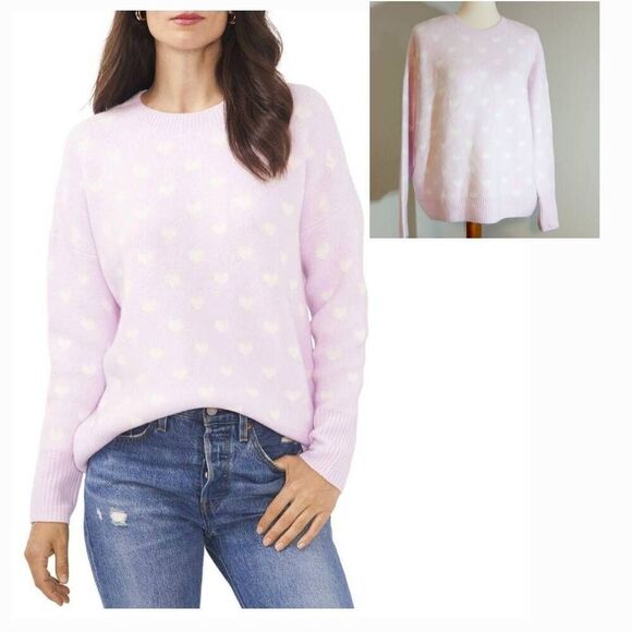 Vince Camuto NWT Heart Print Sweater Size XS - Picture 1 of 11